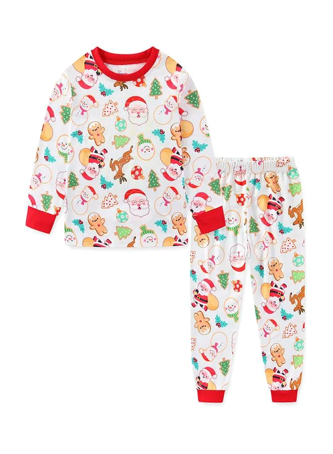 babyqlo Unisex White Christmas Icons Glow Pajama Set