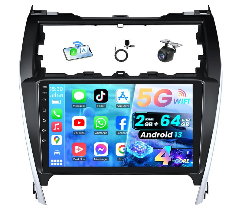 Jerqry [4-Core 64G ROM] Car Radio for Toyota Camry 2012 2013 2014: Upgrade 1280 * 800 IPS Touch Screen with Wireless Carplay Android Auto FM Bluetooth5.0 GPS 5GWiFi 1080P Backup Camera SWC - Image 1