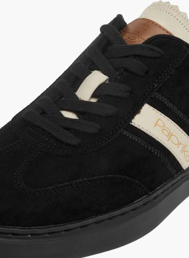 Paprika Women's Panelled Ankle Sneakers with Lace-Up Closure