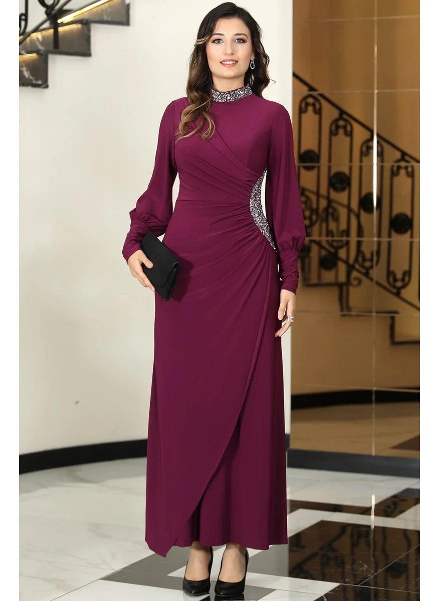 Esilanur Lavin Hijab Evening Dress Plum