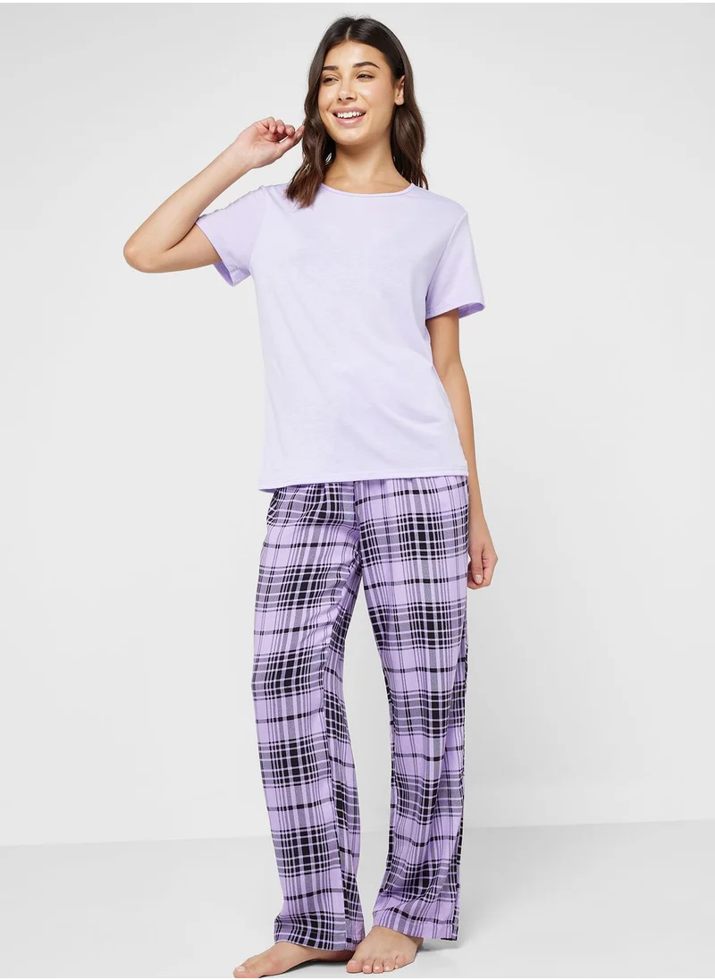 Ginger Check Print Pyjama Sets