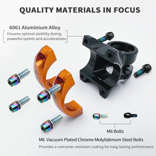 SOFRON 31.8 * 28.6mm Bike Stem, Short MTB Stem, Handlebar Riser for Mountain Bike, 40mm Bicycle Stem, Ultralight CNC Aluminum Alloy, Black-Orange - Image 5
