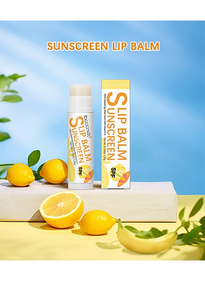 ibcccndc Lip Balm Sunscreen - SPF 30 Banana Sunscreen Lip Balm Vegan and Cruelty Free Broad Spectrum UVA/UVB Lip Care with Aloe and Vitamin E for Moisturized Lips #1  - Image 5