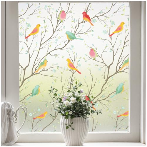 Coavas Privacy Window Film Opaque Non-Adhesive Frosted Bird Window Film Decorative Glass Film Static Cling Film Bird Window Stickers for GF-WF-90-2B Home Office 23In. by 78.7In. (60 x 200Cm) - Image 1