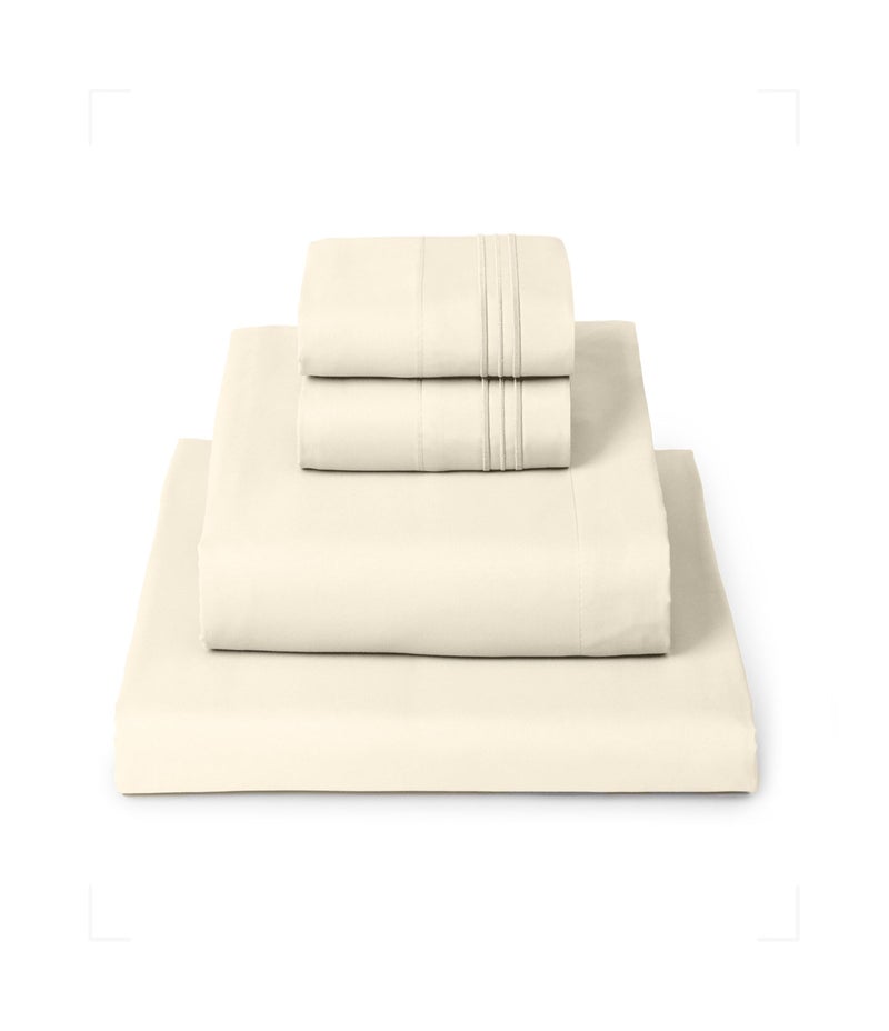 Mellanni Queen Sheets Set  4 PC Iconic Collection Bedding  Hotel Luxury Extra Soft Cooling Bed Sheets  Wrinkle Fade Stain Resistant Queen Golden Ivory