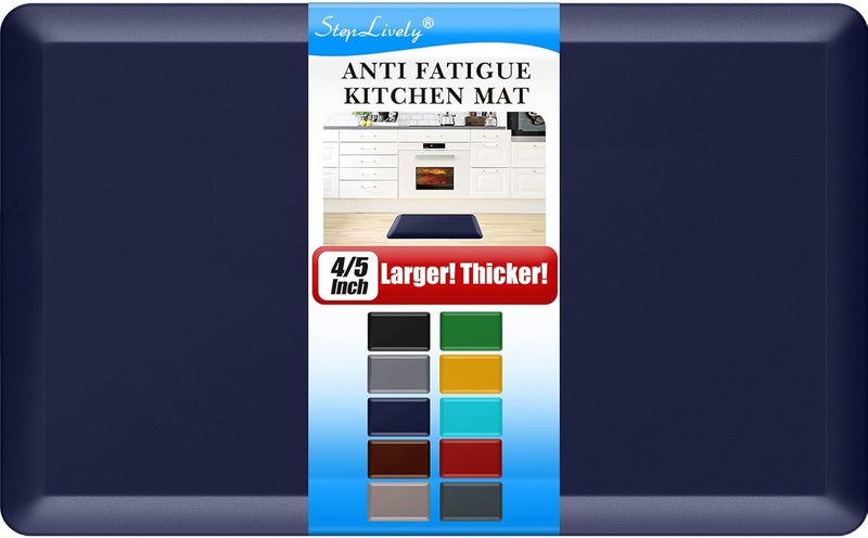 StepLively 4/5 Inch Thick Kitchen Mat - Cushioned Anti Fatigue Mats for Kitchen Floor - Easy to Clean, Waterproof, Non-Slip Kitchen Rug for Sink, Office, Kitchen (22''x36'' Blue) - Image 1