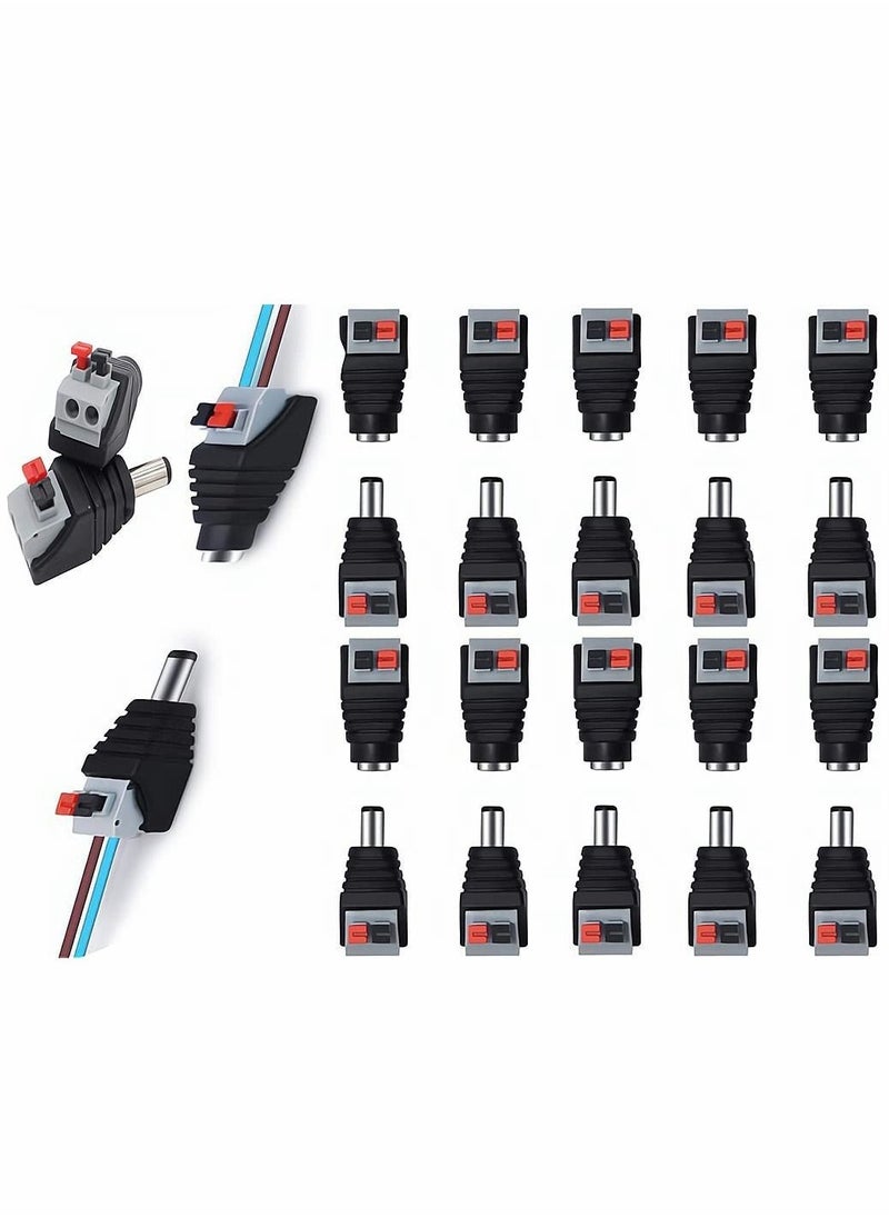 SYOSI - DC Power Connector Plug, Male and Female DC Connector, DC Power Cable Jack Adapter, Power Jack Plug Adapter Socket for CCTV Camera and Led Strip Use , 10 Pairs, 5.5 x 2.1 mm - Image 1