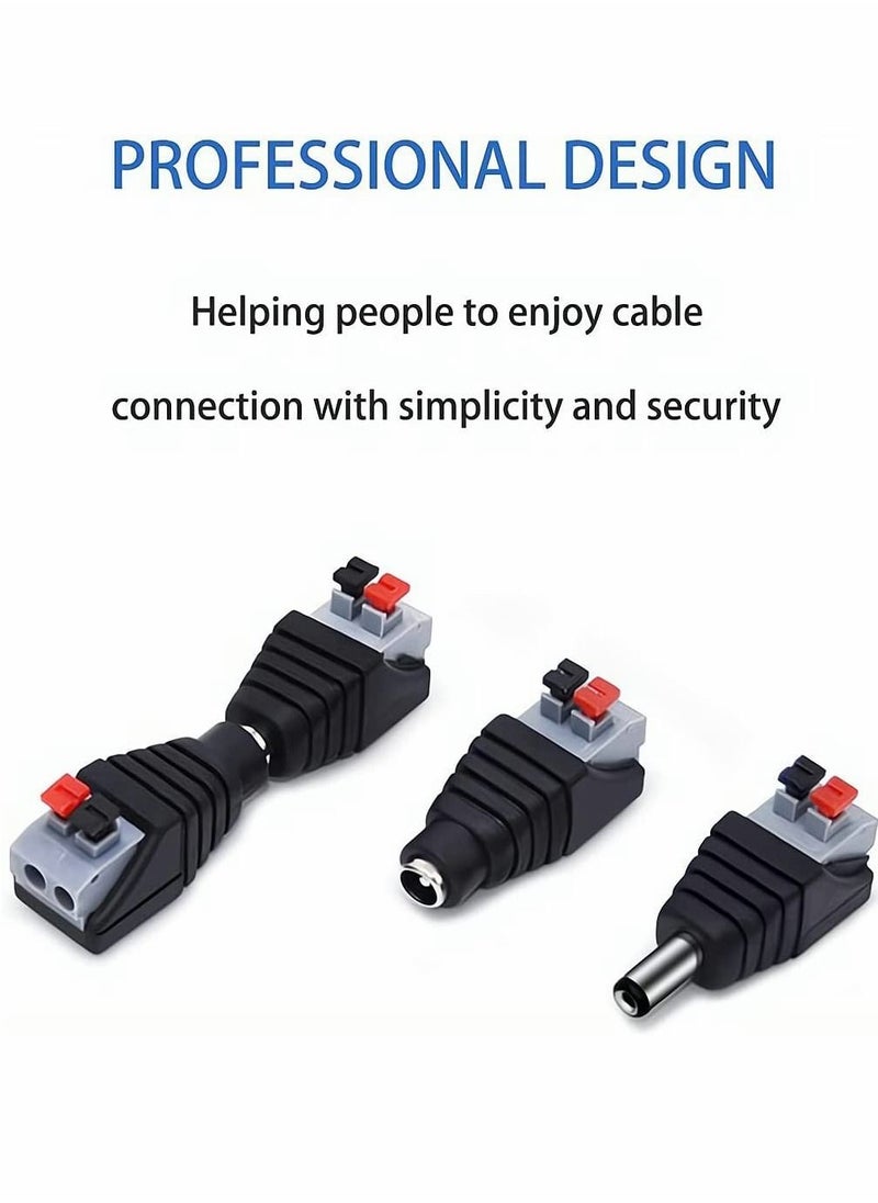 SYOSI - DC Power Connector Plug, Male and Female DC Connector, DC Power Cable Jack Adapter, Power Jack Plug Adapter Socket for CCTV Camera and Led Strip Use , 10 Pairs, 5.5 x 2.1 mm - Image 1