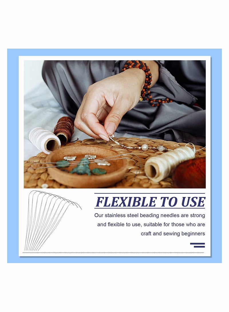 SYOSI 10 قطع إبرة خياطة من الفولاذ المقاوم للصدأ منحنى كبير 4 إنش إبر خرز فضية أدوات خياطة منحني لأدوات الخرزة - Image 4