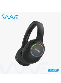 Wave Wireless Stereo Headphones HP30 – RGB Lights, 10-Hour Battery, Noise Reduction, 90° Rotatable, Black  - Image 1