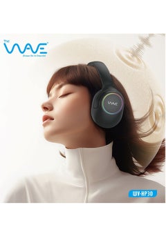 Wave Wireless Stereo Headphones HP30 – RGB Lights, 10-Hour Battery, Noise Reduction, 90° Rotatable, Black  - Image 2