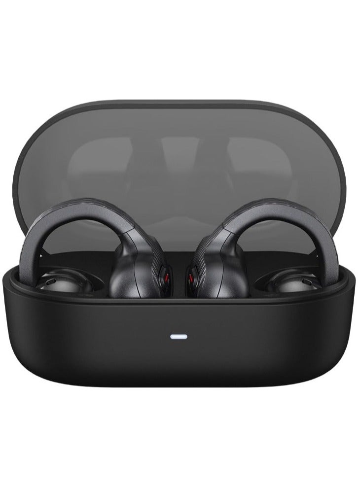 REBENUO Up Headphones OWS Open Ear Wireless Earbuds with Bluetooth 5.3, Easy Touch Control, IPX 4 Water Resistant, AI Background Noise Reduction,Earphones Orginal Black - Image 1