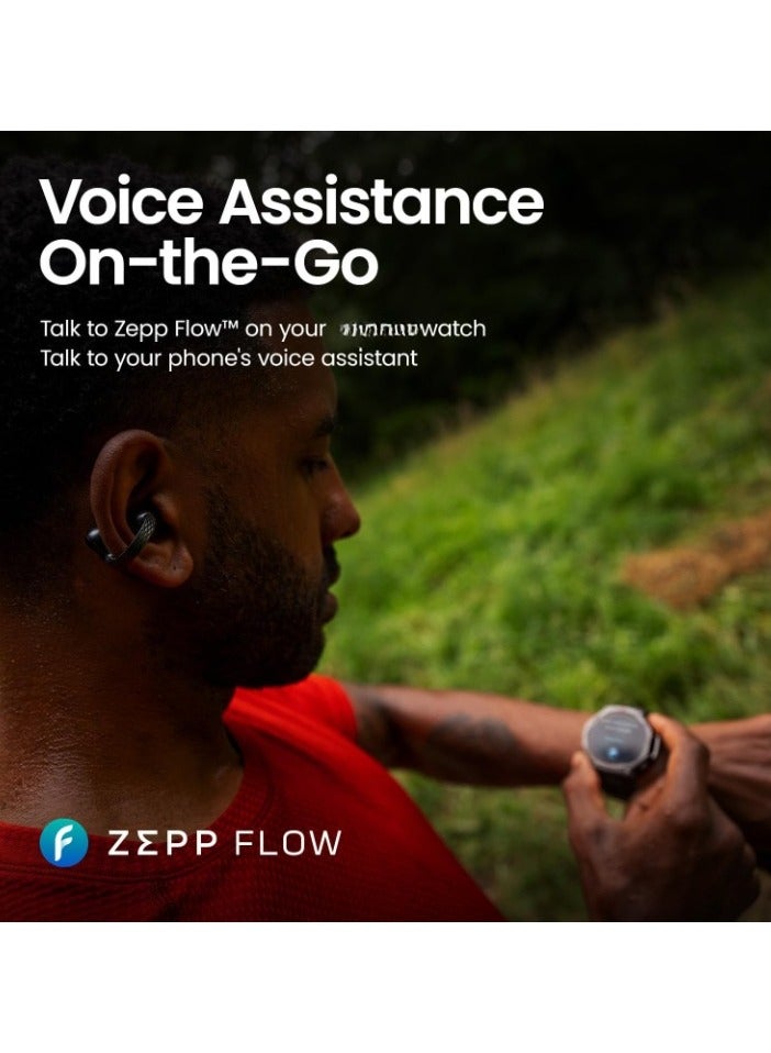 REBENUO Up Headphones OWS Open Ear Wireless Earbuds with Bluetooth 5.3, Easy Touch Control, IPX 4 Water Resistant, AI Background Noise Reduction,Earphones Orginal Black - Image 5