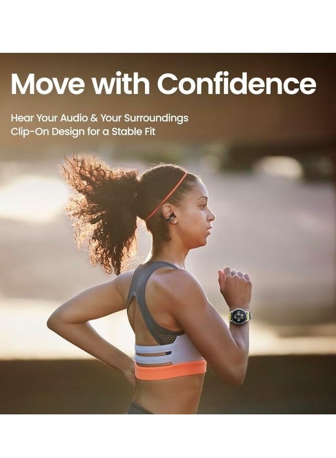 REBENUO Up Headphones OWS Open Ear Wireless Earbuds with Bluetooth 5.3, Easy Touch Control, IPX 4 Water Resistant, AI Background Noise Reduction,Earphones Orginal Black - Image 2