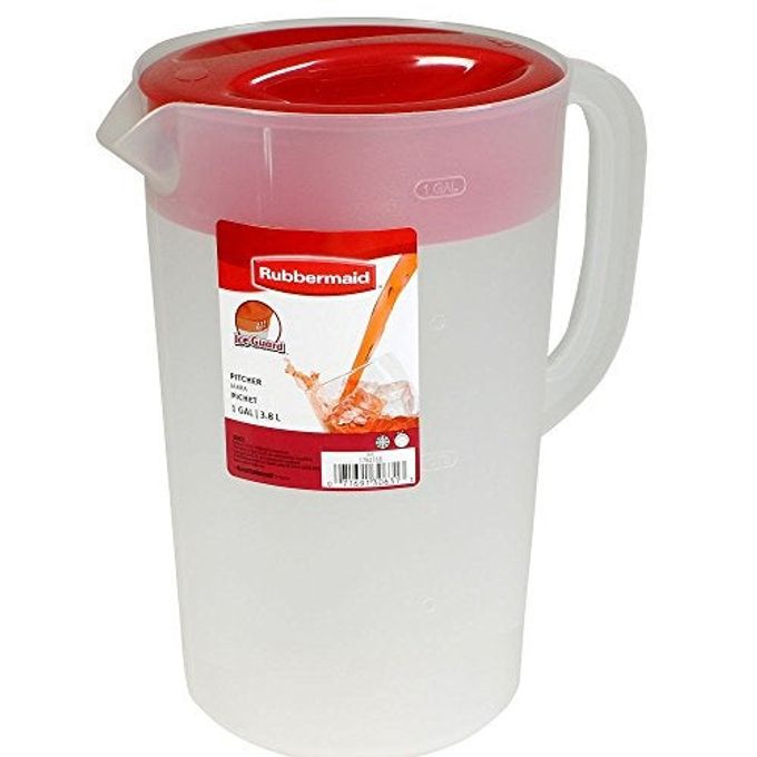 Rubbermaid FBA_3063R1WHT 1 Gal. Red Lid Pitcher, 1