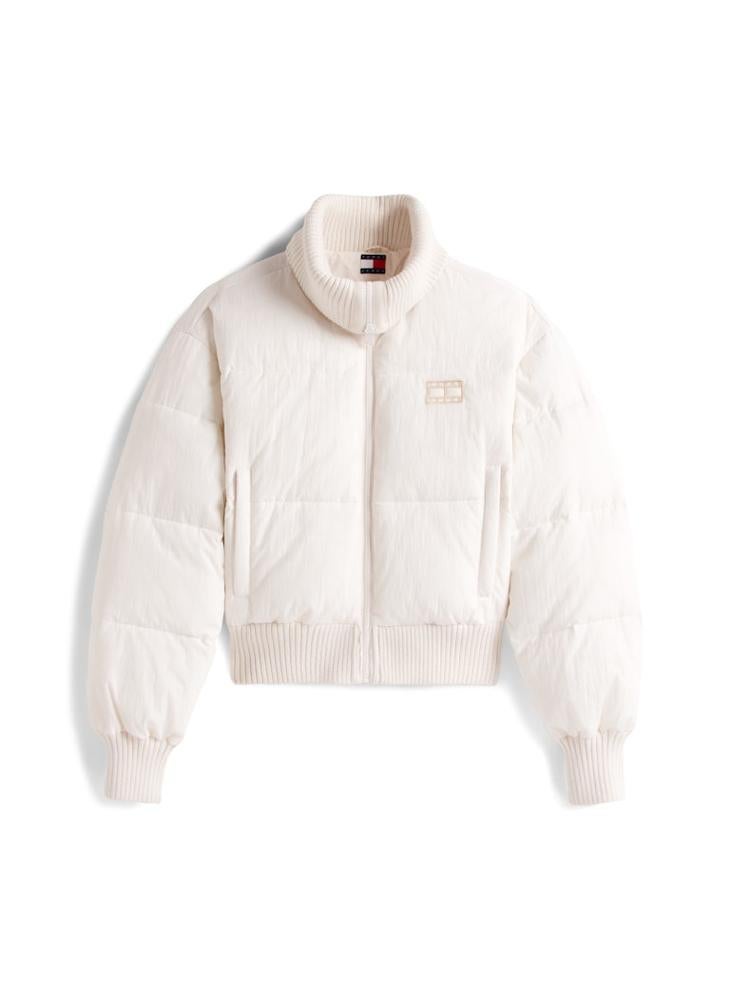 تومي جينز جاكيت منتفخ بشعار مقصوص - Image 5
