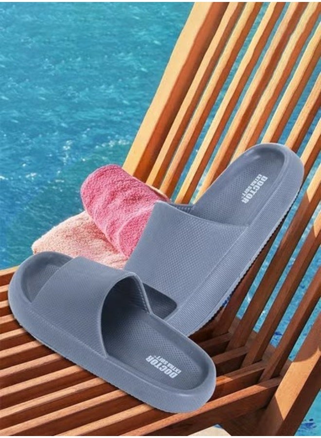 DOCTOR EXTRA SOFT Men's Classic Ultra Soft Sliders/Slippers with Cushion FootBed for Adults | Comfortable & Lightweight | Stylish & Anti-Skid | Waterproof & Everyday Flip Flops for Gents & Boys D-504