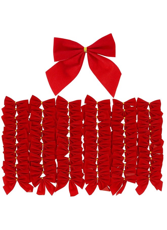 Iconikal Mini Small Velvet Bows, Red, 3.5 X 3.5-Inch, 72-Pack  - Image 1
