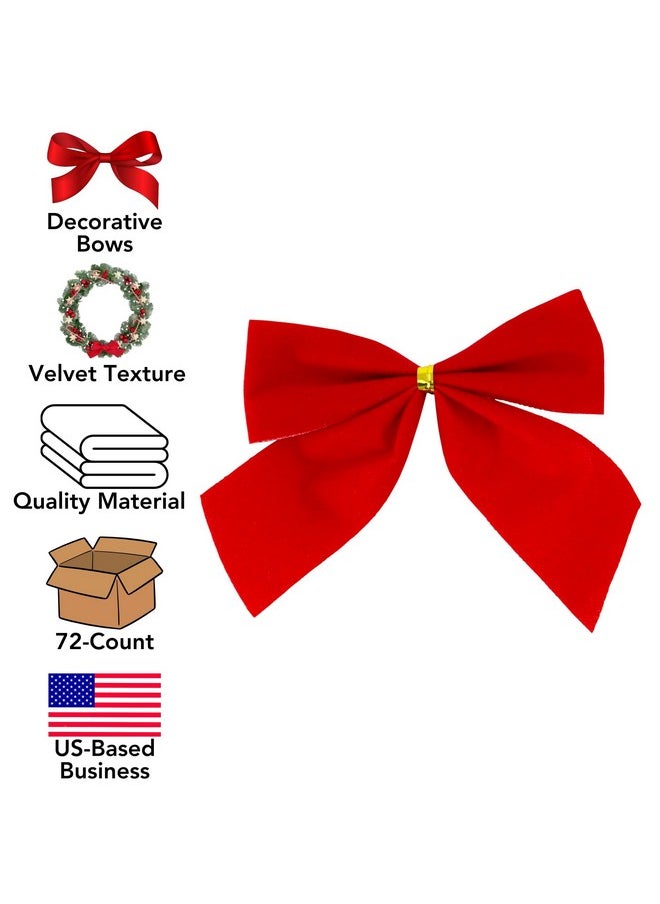 Iconikal Mini Small Velvet Bows, Red, 3.5 X 3.5-Inch, 72-Pack  - Image 2