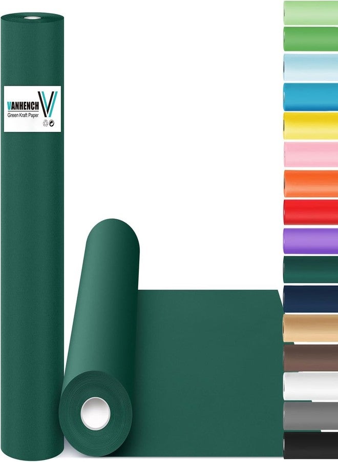 Vanhench 36" x 2400" (200') Green Wrapping Paper Roll, Kraft Paper Roll for Fathers Day/Birthday Gifts, Bouquet Flower Crafts Paper, Moving Supplies, Solid Color Bulletin Board Paper - Image 1