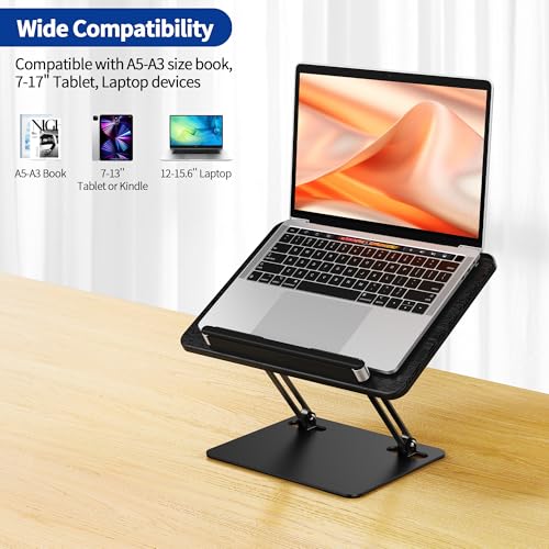 BESIGN BS01 Book Stand for Reading, Adjustable Book Holder, Ergonomic Laptop Stand with Elastic Page Clips for Music Scores, Recipe, Tablet, Laptop (Black) - Image 5