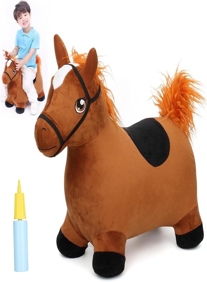 INPANY Bouncy Horse Toys for 2 Year Old Boy, Toddler Plush Bouncing Farm Animals, Inflatable Hopper, Jumping bounce Horse, Kid Ride on Rubber Bouncer, Outdoor Indoor Baby Birthday Gift for 3 4 Yr Girl - Image 1