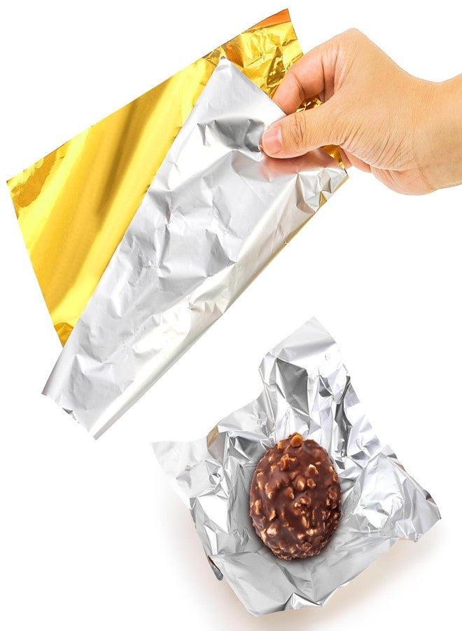 Dicunoy 300 PCS Gold Foil Candy Wrappers, 8x8 inch Large Aluminium Foil Chocolate Wrappers for Caramels, Square DIY Candies Packaging for Tea, Christmas, Easter, Thanksgiving Day, Party - Image 5