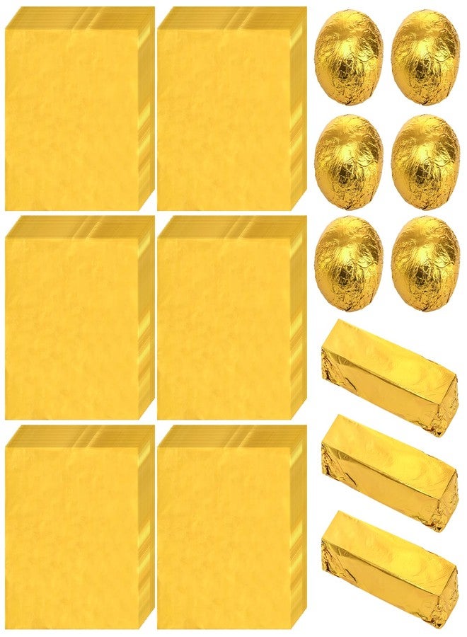 Dicunoy 300 PCS Gold Foil Candy Wrappers, 8x8 inch Large Aluminium Foil Chocolate Wrappers for Caramels, Square DIY Candies Packaging for Tea, Christmas, Easter, Thanksgiving Day, Party - Image 1