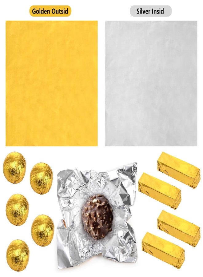 Dicunoy 300 PCS Gold Foil Candy Wrappers, 8x8 inch Large Aluminium Foil Chocolate Wrappers for Caramels, Square DIY Candies Packaging for Tea, Christmas, Easter, Thanksgiving Day, Party - Image 2