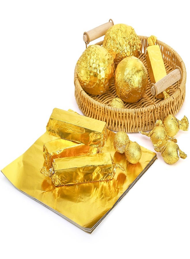 Dicunoy 300 PCS Gold Foil Candy Wrappers, 8x8 inch Large Aluminium Foil Chocolate Wrappers for Caramels, Square DIY Candies Packaging for Tea, Christmas, Easter, Thanksgiving Day, Party - Image 3