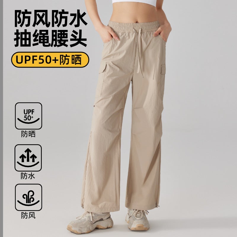 Womens High-Waist Drawstring Yoga Pants Black  - Image 5