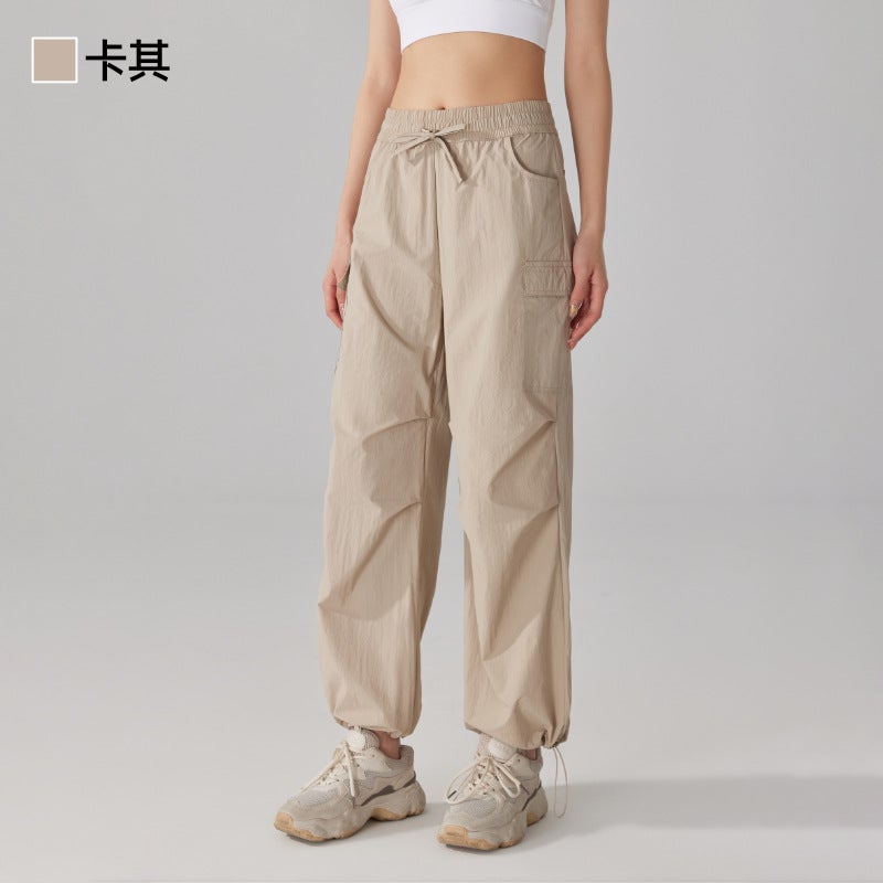 Womens High-Waist Drawstring Yoga Pants Black  - Image 3