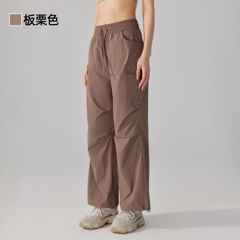 Womens High-Waist Drawstring Yoga Pants Black  - Image 2