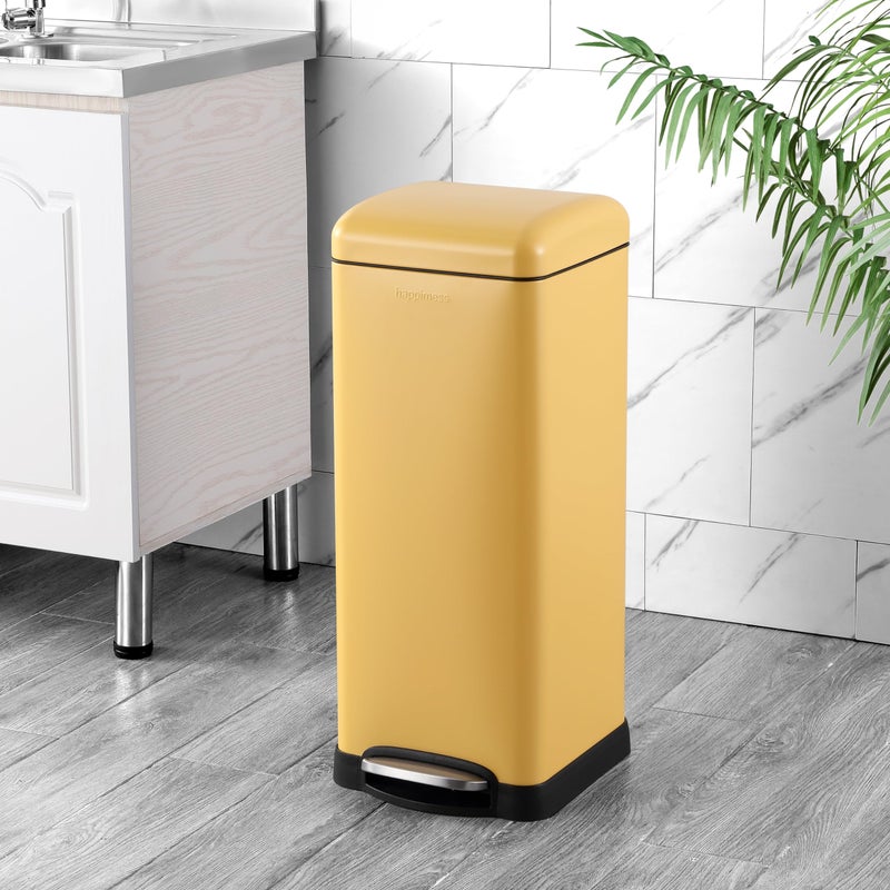 happimess HPM1007K Betty Retro 8-Gallon Step-Open Trash Can, Daffodil Yellow with Soft-Close Lid, Fingerprint Resistant, Modern, Minimalistic for Home, Kitchen, Laundry Room, Office, Bedroom, Bathroom - Image 2