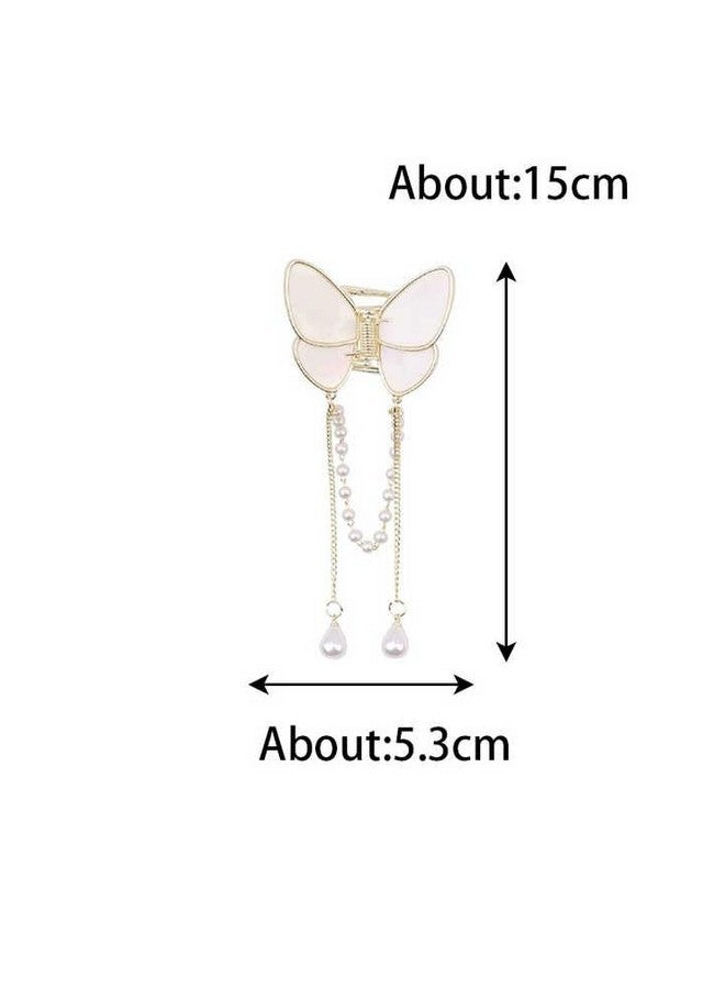 KIVASO Korean White Pearl Big Butterfly Hair Claw, Hair Bun Clip Accessories| Embrace timeless beauty for Women and Girls - Image 4