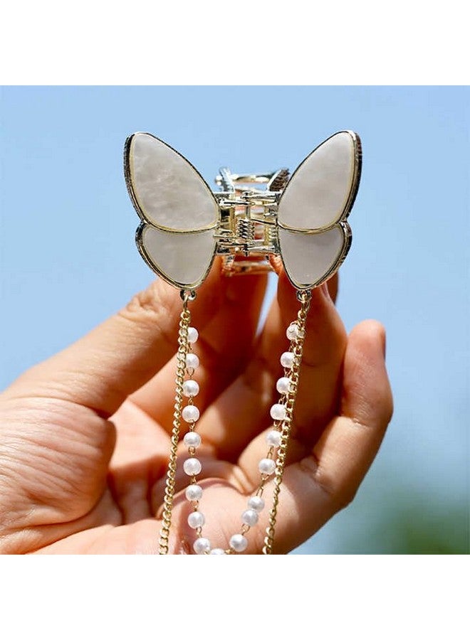 KIVASO Korean White Pearl Big Butterfly Hair Claw, Hair Bun Clip Accessories| Embrace timeless beauty for Women and Girls - Image 5