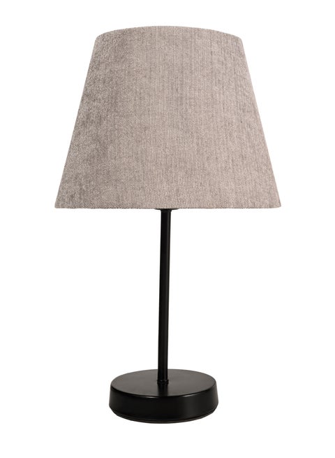 اباجورة شكل مميز وانيق بشابوة قماش فريد معدن - اباجورة مودرن لغرف النوم والمعيشة | اللون: اسود × رمادى | المقاس: 45x25x25 سم