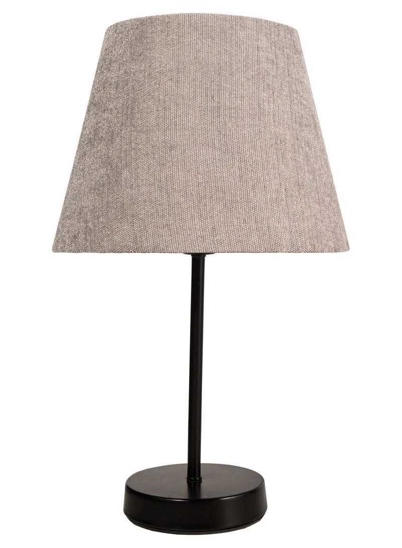 الروضة للإضاءة اباجورة شكل مميز وانيق بشابوة قماش فريد معدن - اباجورة مودرن لغرف النوم والمعيشة | اللون: اسود × رمادى | المقاس: 45x25x25 سم - Image 1