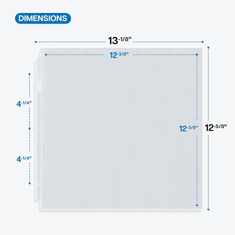 Dunwell Scrapbook Refill Pages 12x12 - (50 Pack) Super Heavyweight, Fits 3-Ring Scrapbooking Binders, Standard 12 x 12 Photo Album Pages, Sheet Protectors, Paper Inserts Not Included - Image 3