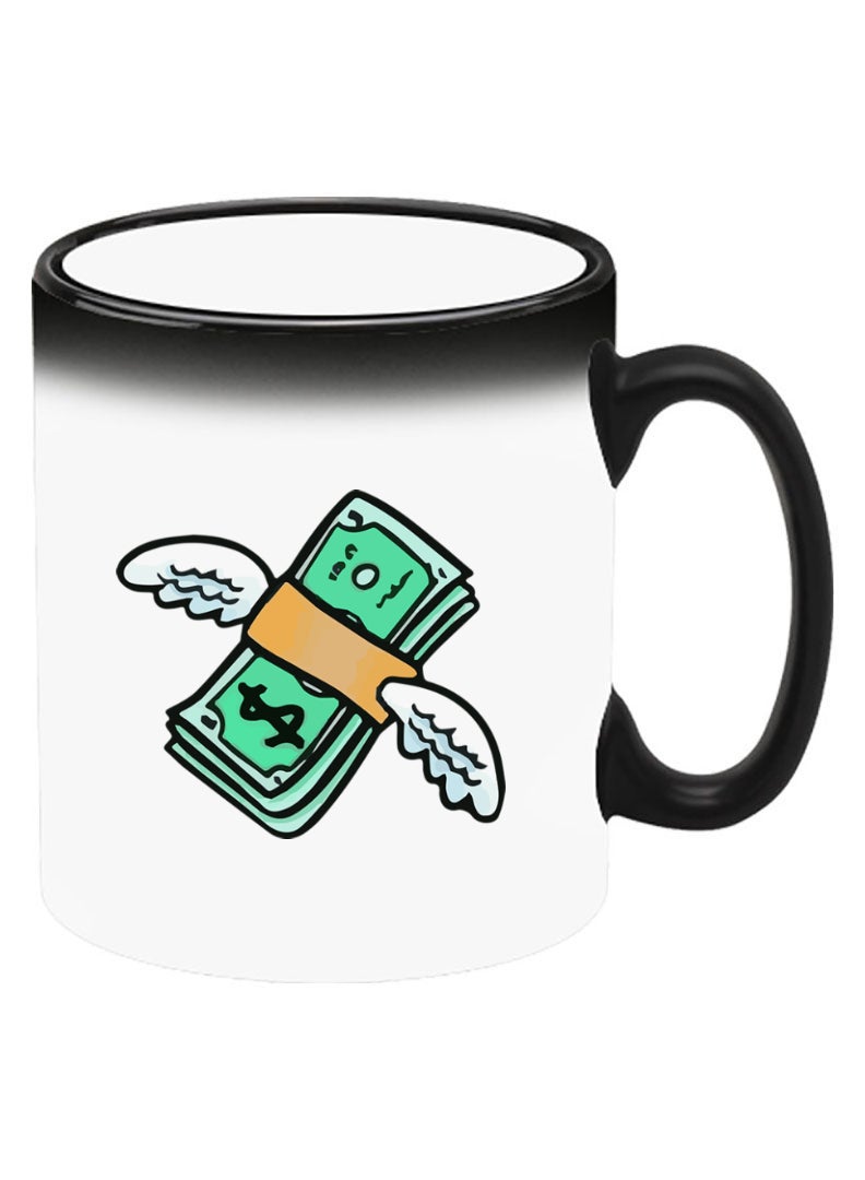 Theodor Color Changing Heat Sensitive Ceramic Mug, Image Revealed When HOT Liquid is Added! Flying Money - Image 2
