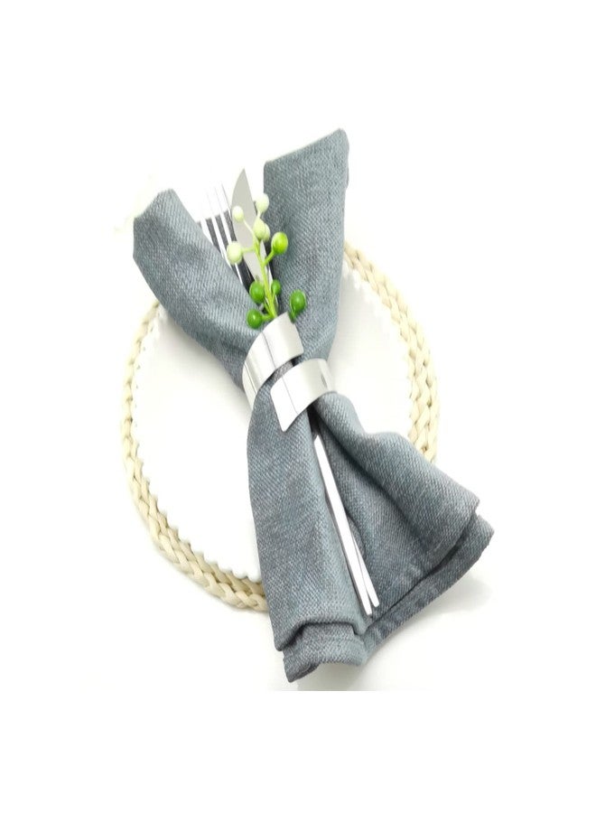 HymoConn Silver Napkin Rings Set of 6 Metal Napkin Ring Holder for Thanksgiving, Christmas Dinner Table Setting, Wedding, Holiday Parties - Image 2