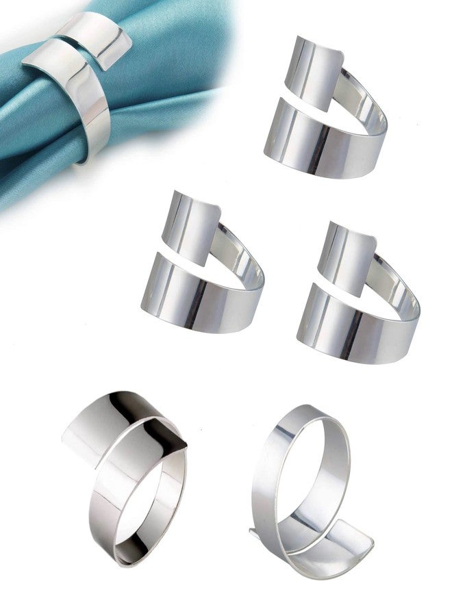 HymoConn Silver Napkin Rings Set of 6 Metal Napkin Ring Holder for Thanksgiving, Christmas Dinner Table Setting, Wedding, Holiday Parties - Image 1