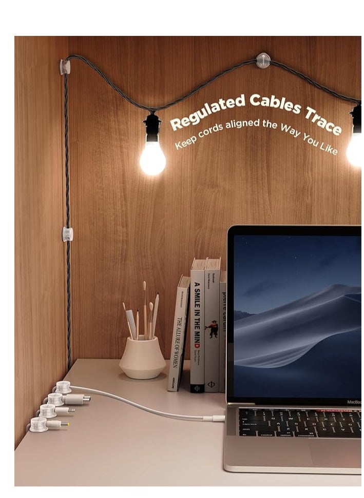 T NEWFUN 6 Pack Magnetic Cable Clips [Cable Smooth Adjustable] Cord Holder, Under Desk Cable Management, Adhesive Wire Holder Keeper Organizer (Transparent)  - Image 3