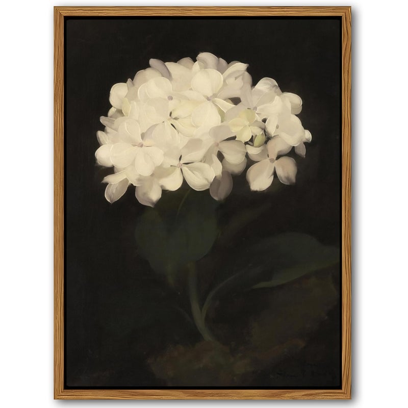 AKWISH Framed Wall Art for Living Room â€“ Vintage White Hydrangea Oil Painting Canvas Prints, Aesthetic Bedroom Wall Art, Kitchen Decor for Shelves, Bathroom Office Artwork Wall Decor â€“ 8x10in - Image 1