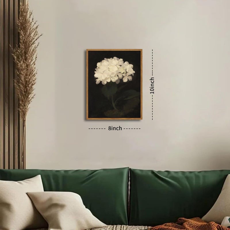AKWISH Framed Wall Art for Living Room â€“ Vintage White Hydrangea Oil Painting Canvas Prints, Aesthetic Bedroom Wall Art, Kitchen Decor for Shelves, Bathroom Office Artwork Wall Decor â€“ 8x10in - Image 3