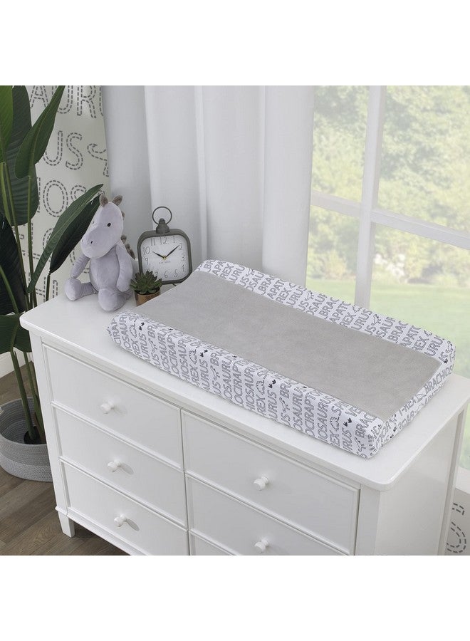 NoJo Baby-Saurus Gray and White Super Soft Word Print Changing Pad Cover - Image 1