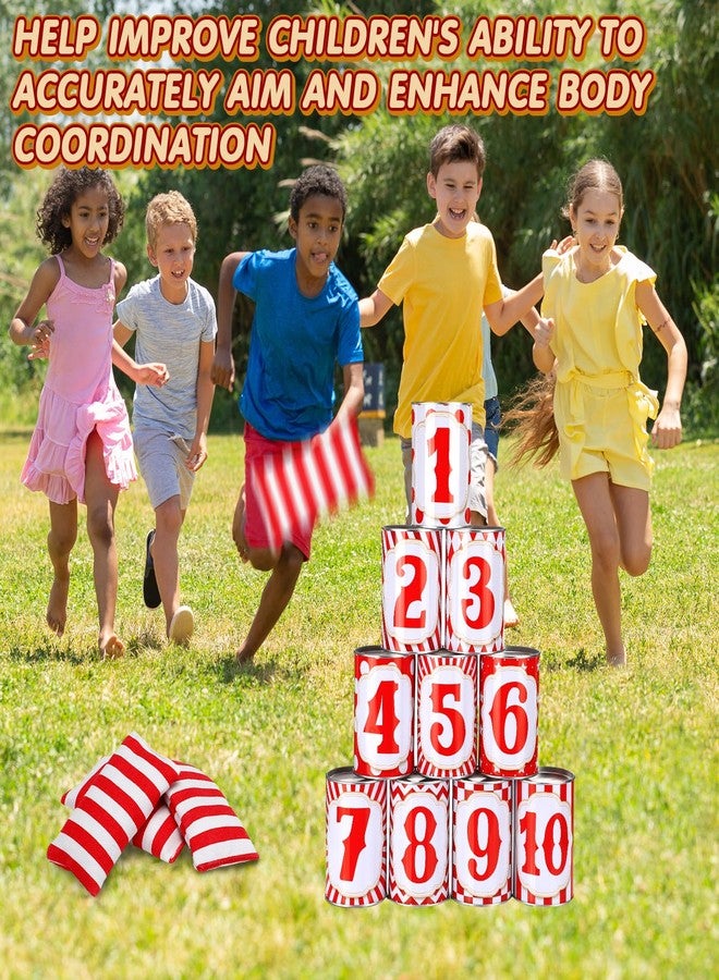 PullCrease 13 Pcs Carnival Can Game Bean Bag Toss Carnival Games with 10 Tin Cans and 3 Bean Bag for Easter Outdoor Family Party Birthday Indoors Outdoors Activities(Classic Style) - Image 4