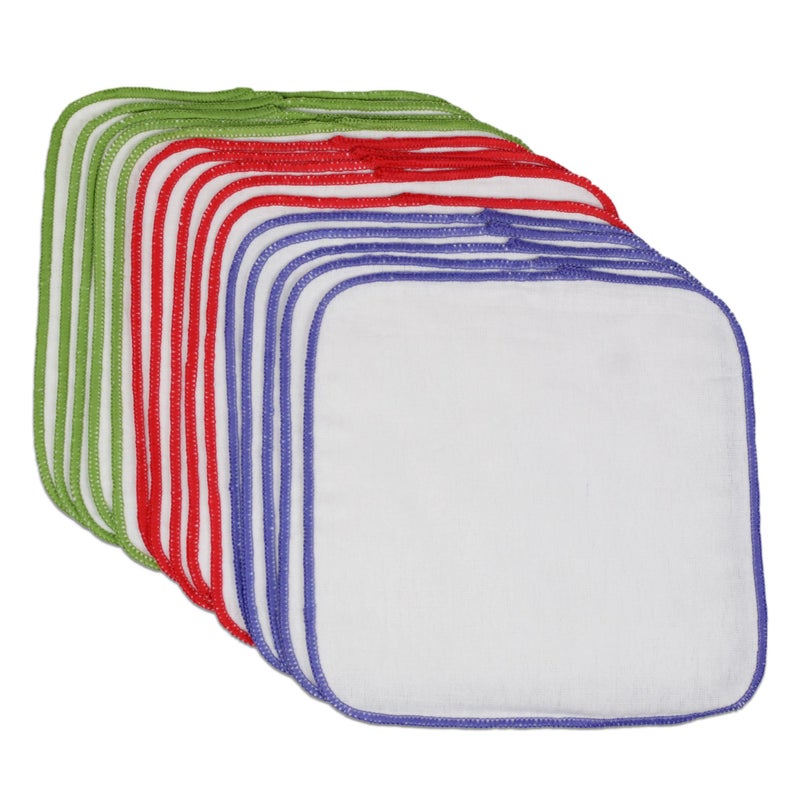 OsoCozy Flannel Cloth Baby Wipes - Reusable & Washable Saves Money - White 100% Cotton - Soft and Durable - Colorful Stitching - 8 x 8 inches, 15 Count (Pack of 1) - Image 2