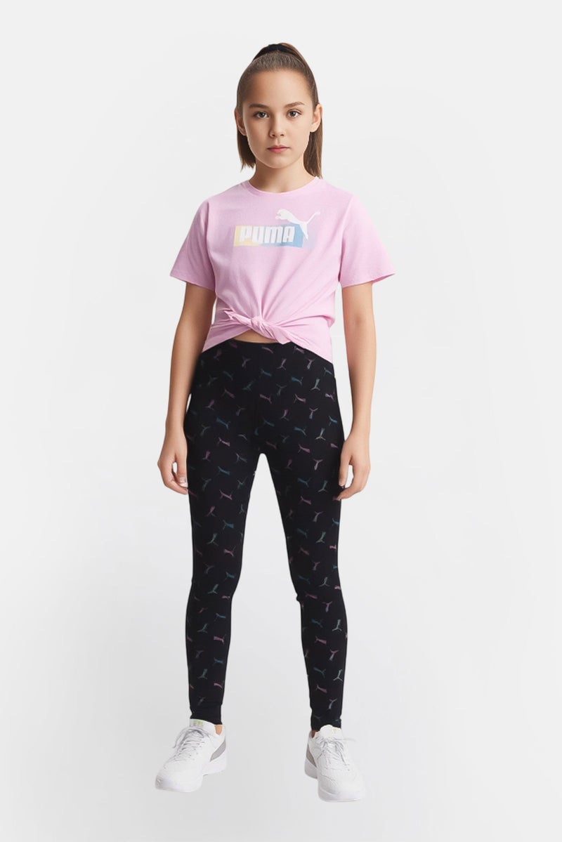 PUMA Kids Girl 2 Pcs Short Sleeve Outdoor Top And Leggings Set, Multicolor - Image 1