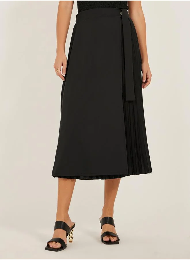 ستايلي High Rise Wrap A-Line Pleated Midi Skirt